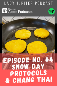 Episode № 64 details the Jupiter House's Snow Day Protocols, and I share my love of local Thai food. Plus a surprise pseudo dedication to listener Kim!
#HappyLateBirthday #Sorry
#LadyJupiter #LadyJupiterPodcast #SnowDays #ArepasConQueso #ChangThai #SherwoodAR